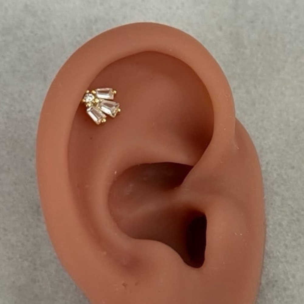 Gold Crystal Stacked Cluster Cartilage Earring 

Brand New